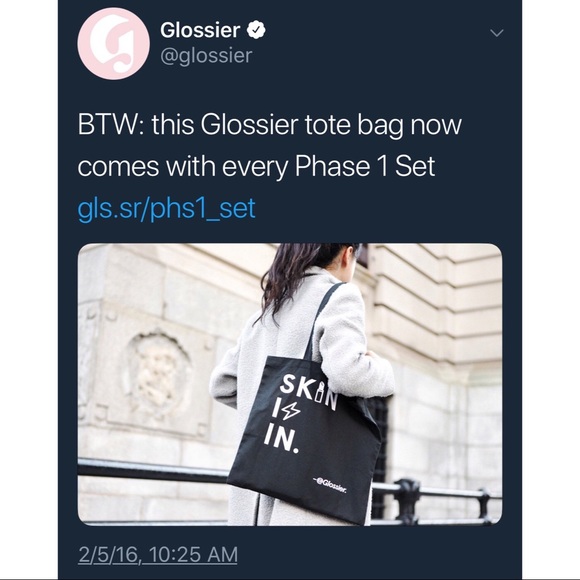 🆕 GLOSSIER Black Canvas Tote Bag "Skin is In" - Picture 3 of 8